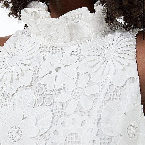 Tuckernuck Blanc Guipure Lace Blythe Dress White Dimensional Floral Bridal SM - Picture 5 of 16